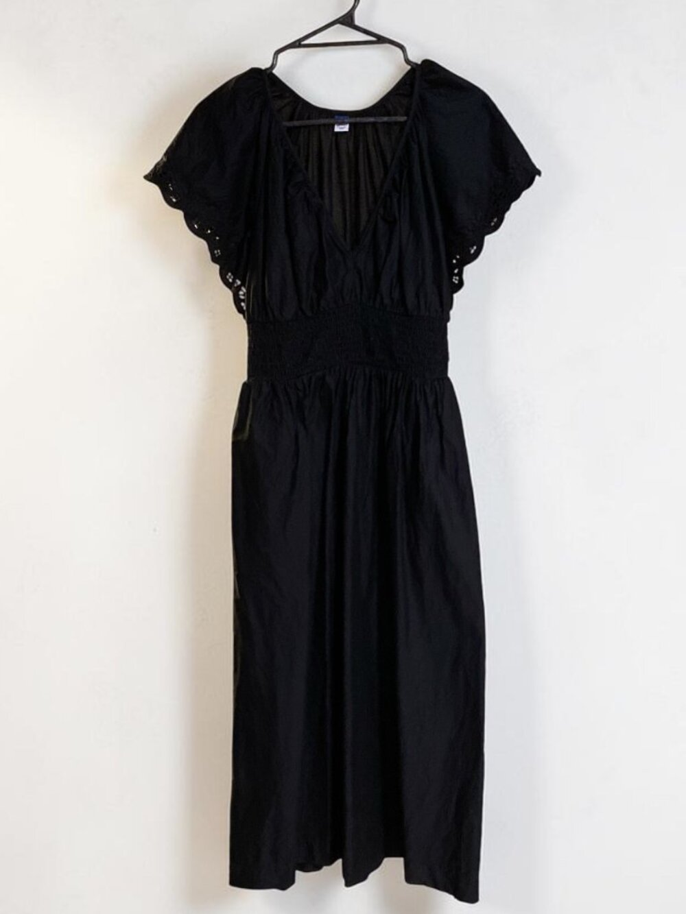 Old Navy Black Blackjack Waist Defined V-Neck Midi Dress Small